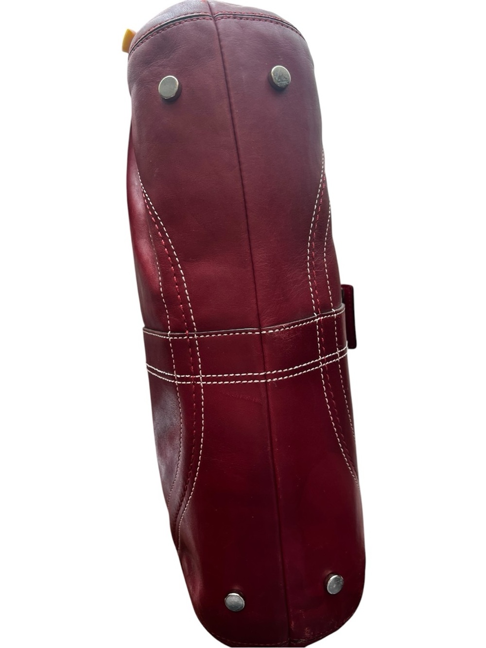 Coach Burgundy Red Leather Satchel with Silver Hardware - Picture 9 of 14